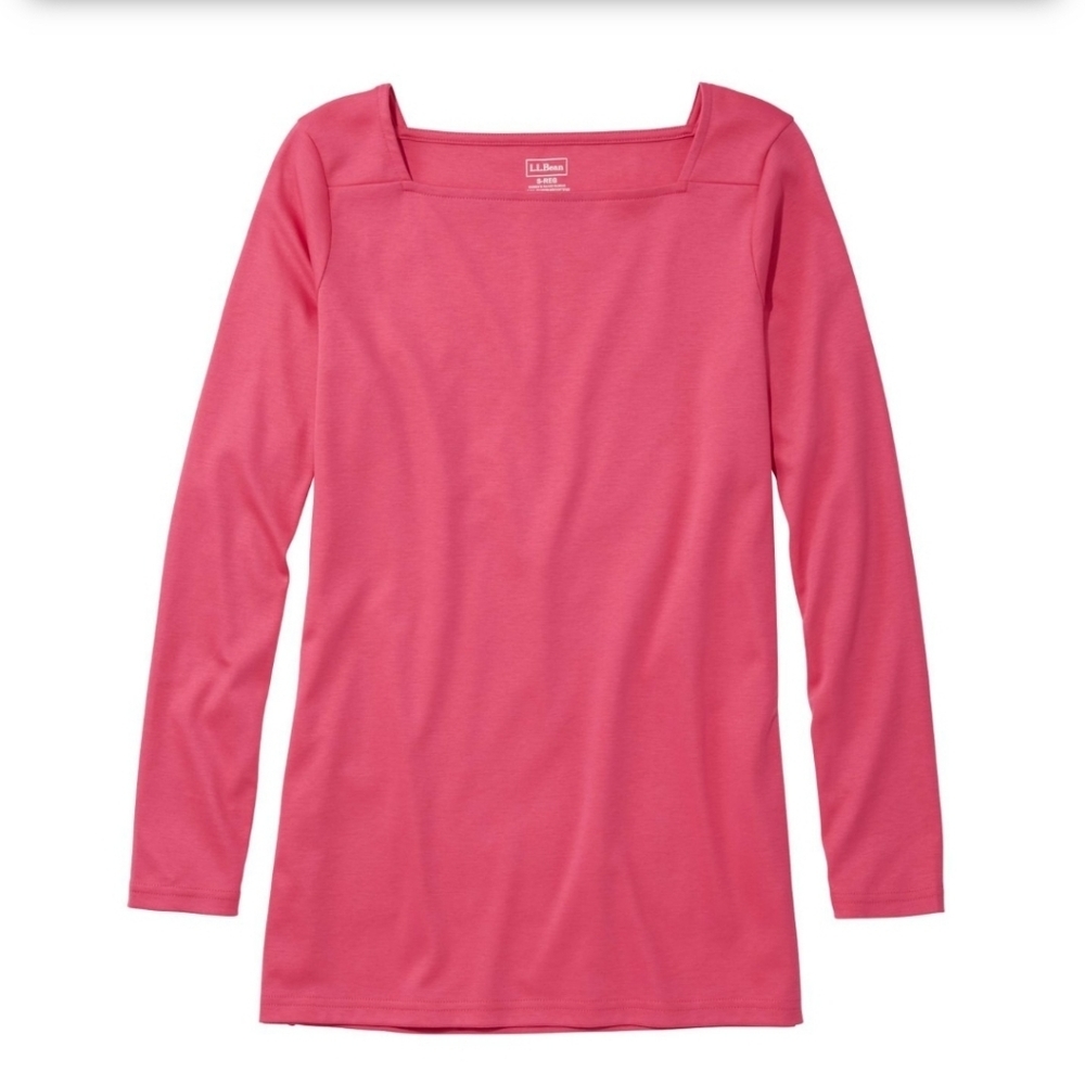 L.L. Bean Long-Sleeve Squareneck 100% Cotton Tshirt